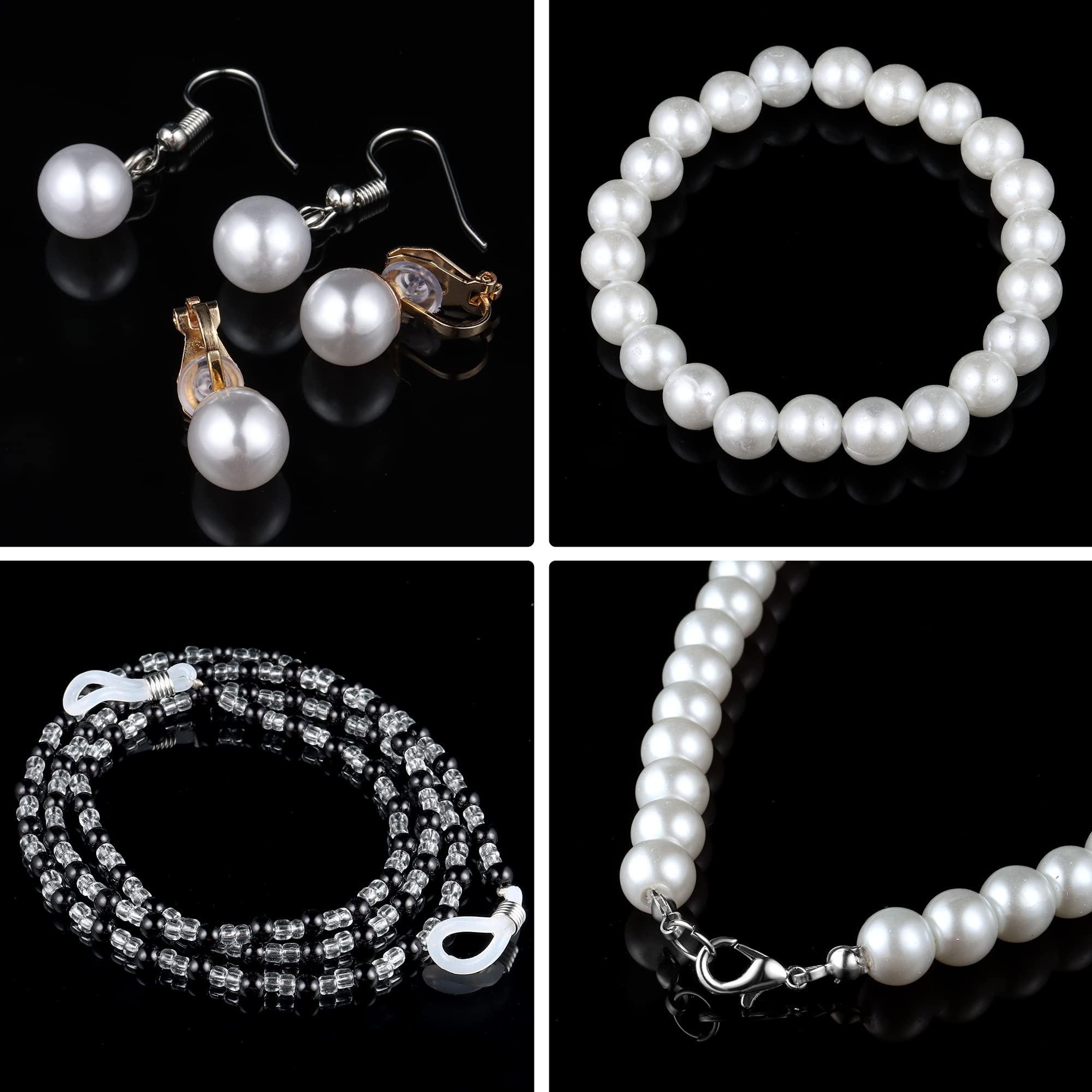 Sanfenly 14-Piece Grandma Costume Set: Granny Wig, Glasses, Faux Pearl Jewelry & Hair Rollers