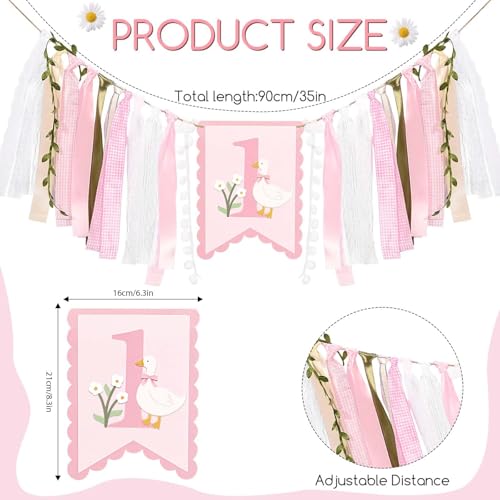 Sanixin Goose 1st Birthday Party Decoration Set – Highchair Banner, Hat & Cake Topper