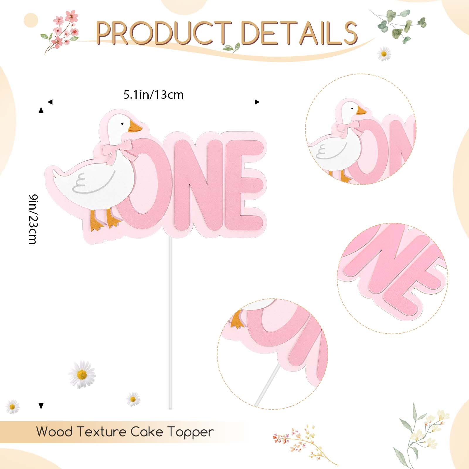 Sanixin Goose 1st Birthday Party Decoration Set – Highchair Banner, Hat & Cake Topper