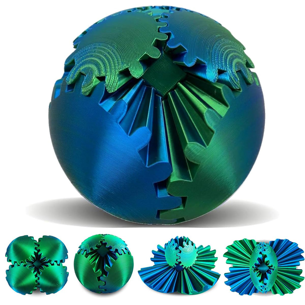 SANSGOUP Gear Sphere 3D Printed Fidget Toy – Steampunk Whirling Wonder Gear Ball (Green)