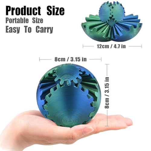 SANSGOUP Gear Sphere 3D Printed Fidget Toy – Steampunk Whirling Wonder Gear Ball (Green)