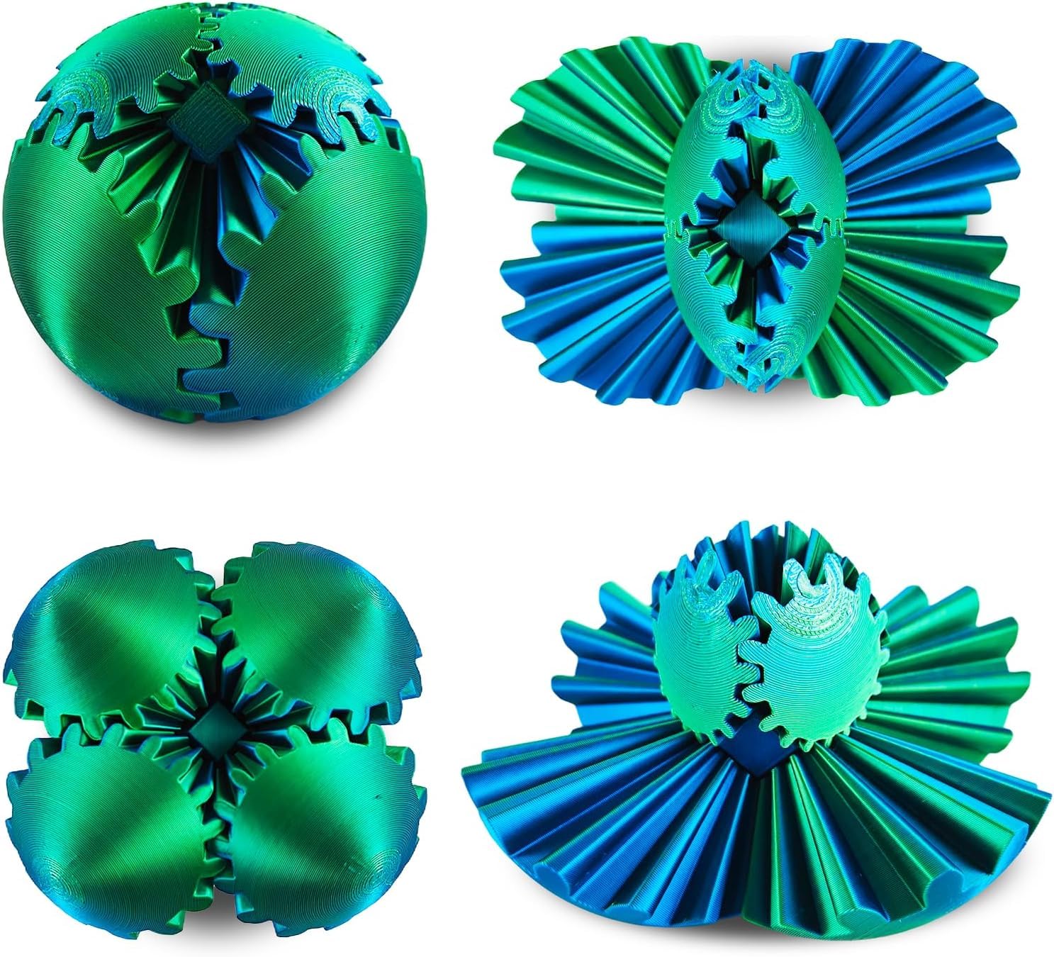SANSGOUP Gear Sphere 3D Printed Fidget Toy – Steampunk Whirling Wonder Gear Ball (Green)