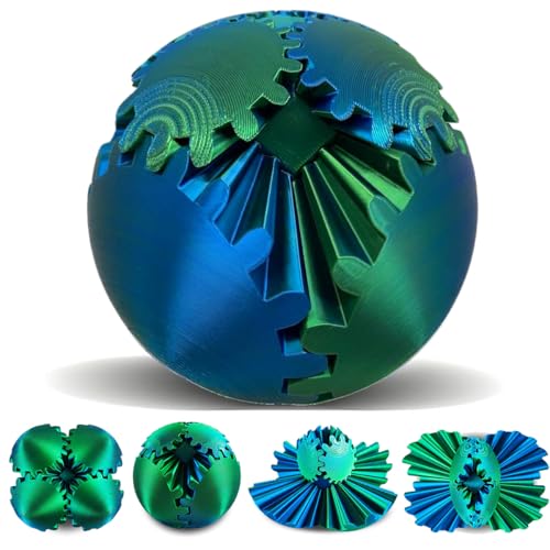 SANSGOUP Gear Sphere 3D Printed Fidget Toy – Steampunk Whirling Wonder Gear Ball (Green)