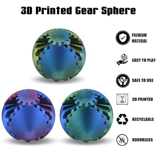 SANSGOUP Gear Sphere 3D Printed Fidget Toy – Steampunk Whirling Wonder Gear Ball (Green)