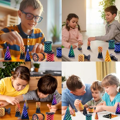SANSGOUP Impossible Cone (3 Pack) – 3D Printed Spiral Cone Fidget Toy, Passthrough Sculpture, Laser Blue Green