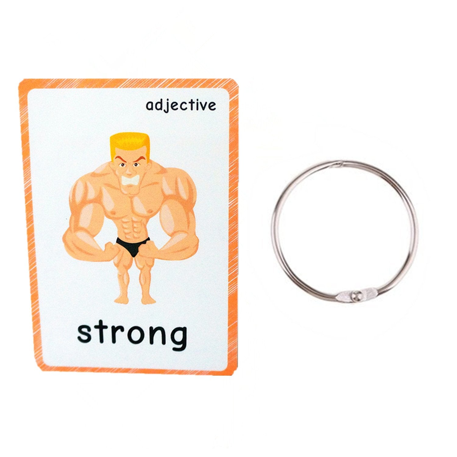 SANTSUN 47 Adjectives Flashcards for Toddlers – Mini Size, with Rings, for Pre-K & ESL