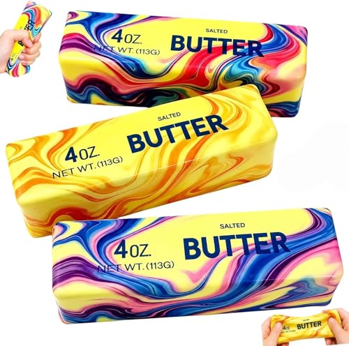 SANTVOLO 3-Piece Slow-Rising Butter Squishy Toy Set – Soft Stress Relief Fidget Gadget with Butter Scent