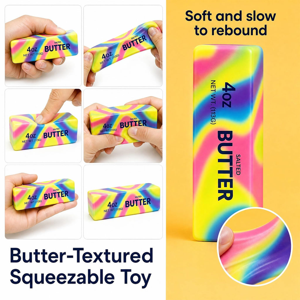 SANTVOLO 3-Piece Slow-Rising Butter Squishy Toy Set – Soft Stress Relief Fidget Gadget with Butter Scent