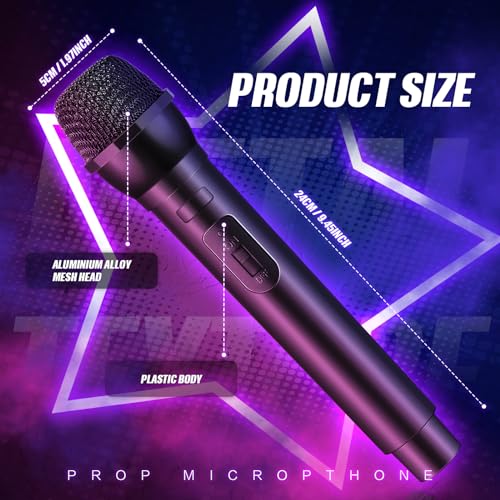 Sanwuta 3-Pack Fake Microphone Props - Gold, Silver, Black Plastic Stage Mics for Costume Parties, Karaoke, and Cosplay
