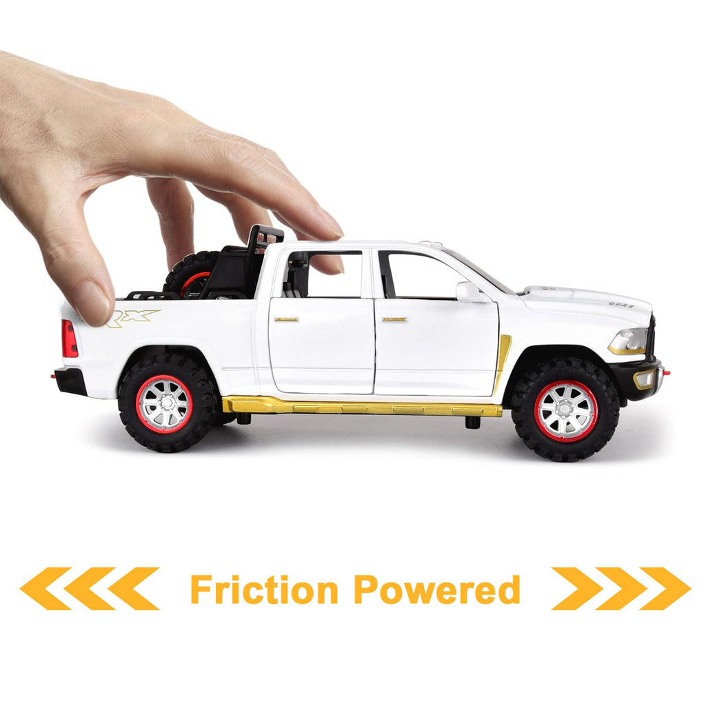 SASBSC 1:32 Scale Diecast Metal Pickup Truck Toy with Lights and Sound, Pull Back Action for Kids Ages 3-8