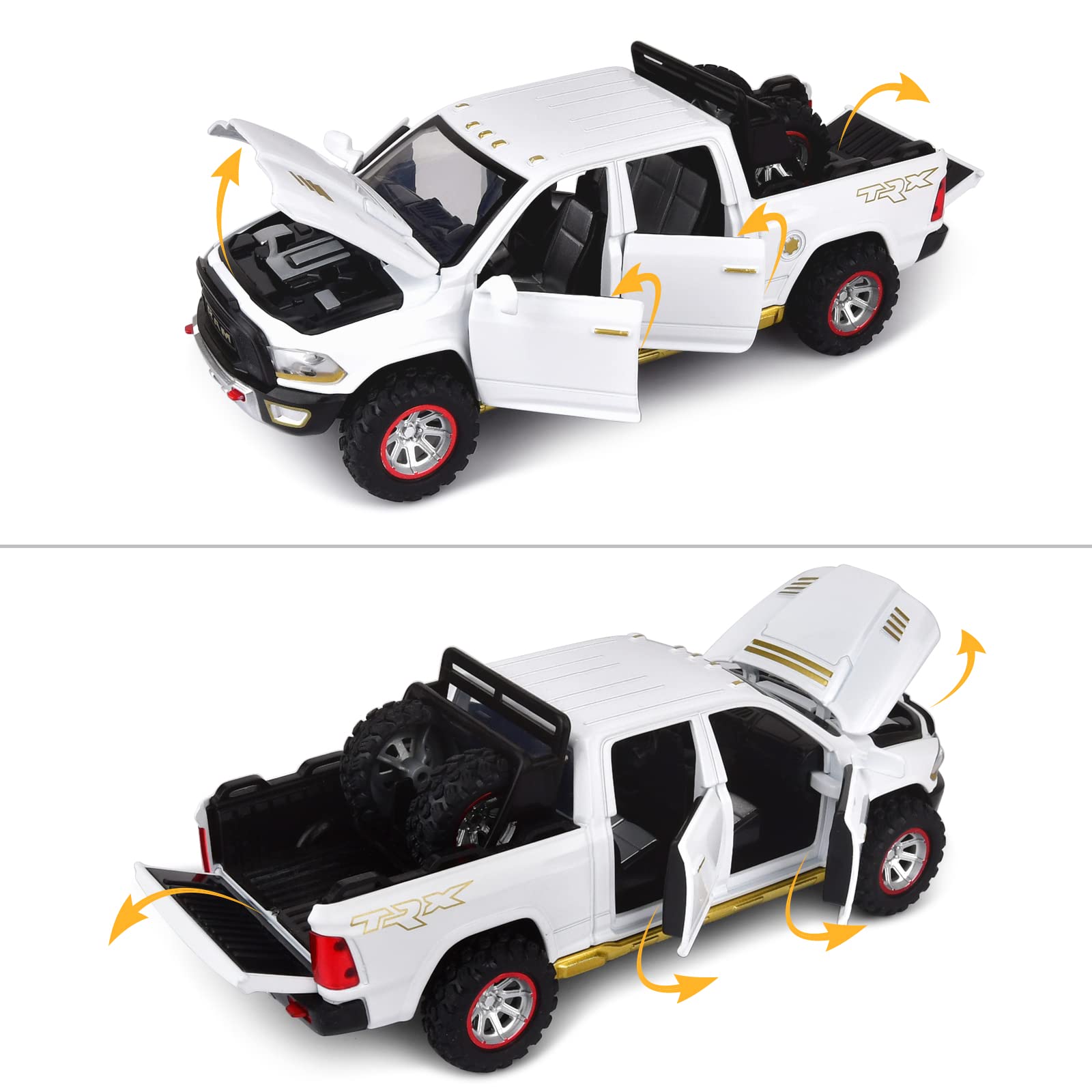 SASBSC 1:32 Scale Diecast Metal Pickup Truck Toy with Lights and Sound, Pull Back Action for Kids Ages 3-8
