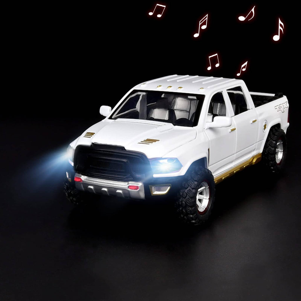 SASBSC 1:32 Scale Diecast Metal Pickup Truck Toy with Lights and Sound, Pull Back Action for Kids Ages 3-8