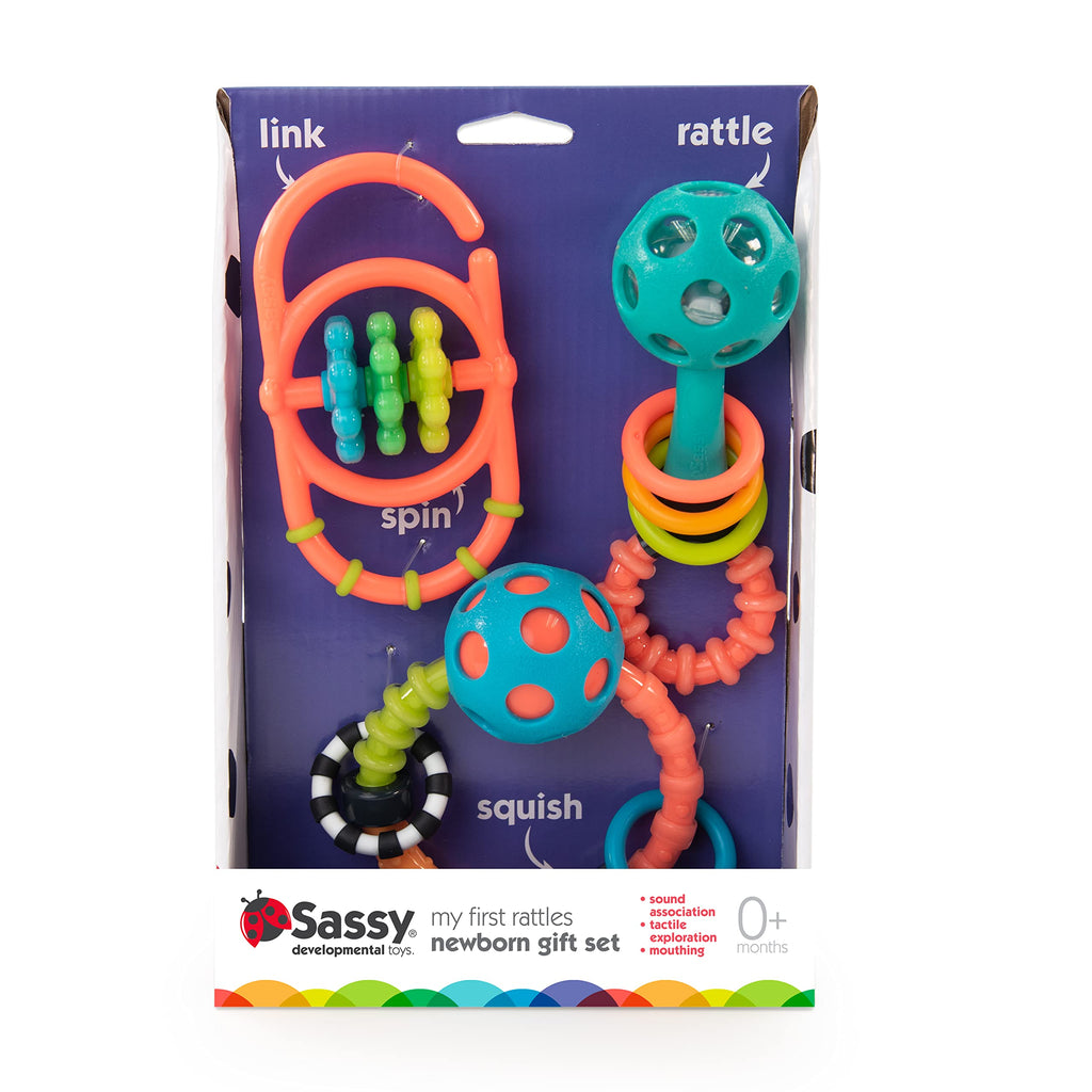 Sassy My First Rattles Newborn Gift Set – 3 Soft Rattles for Ages 0+
