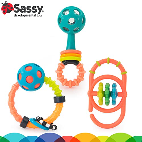 Sassy My First Rattles Newborn Gift Set – 3 Soft Rattles for Ages 0+