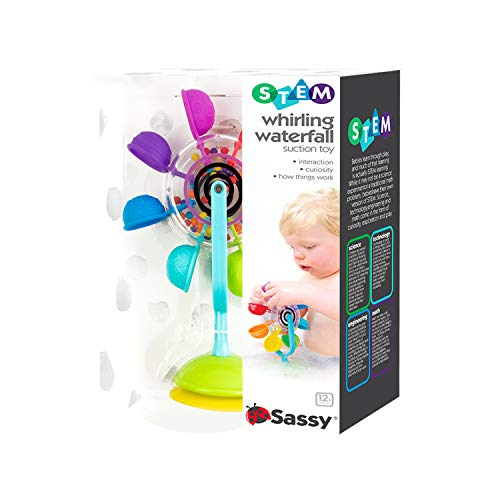 Sassy Whirling Waterfall Bath Toy – Water-Powered Spinning Wheel with Suction Cup for Ages 12+ Months