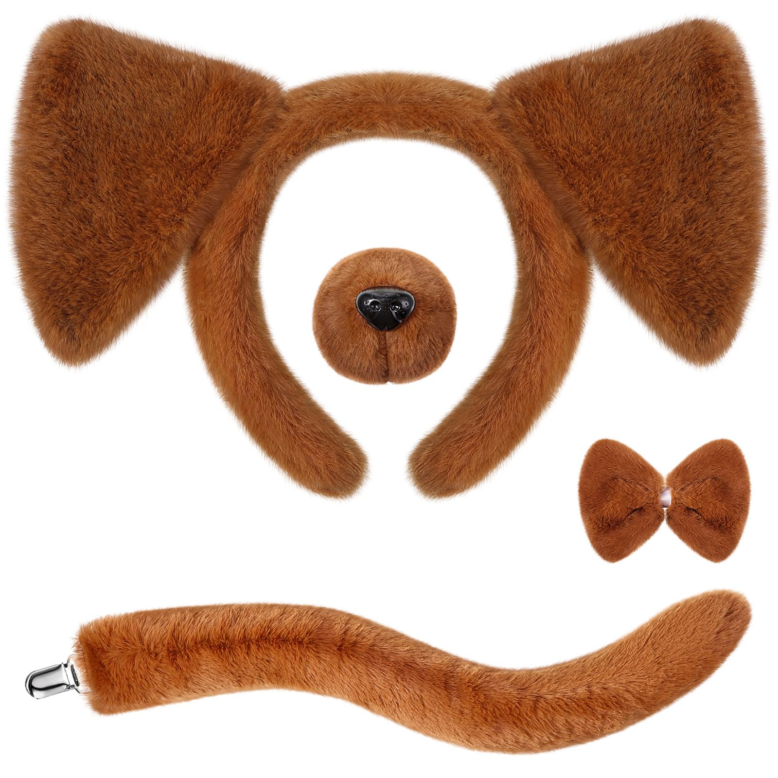 SATINIOR Puppy Dog Costume Set – Ears Headband, Nose, Bow Tie, and Tail for Halloween Cosplay