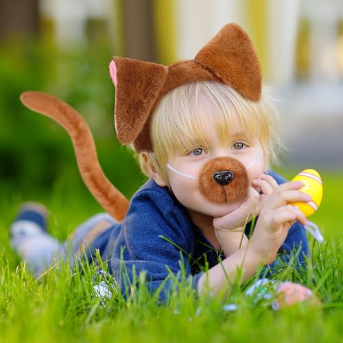 SATINIOR Puppy Dog Costume Set – Ears Headband, Nose, Bow Tie, and Tail for Halloween Cosplay