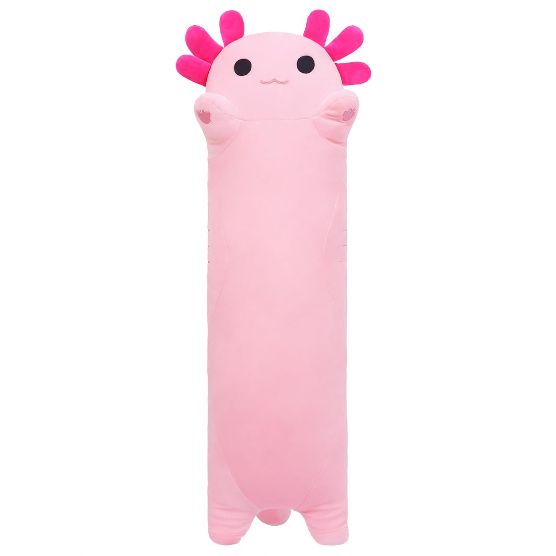 Sausudols Long Axolotl Plush 19.6" – Ultra Soft Body Pillow for Kids, Cute Stuffed Animal Toy Gift Pink
