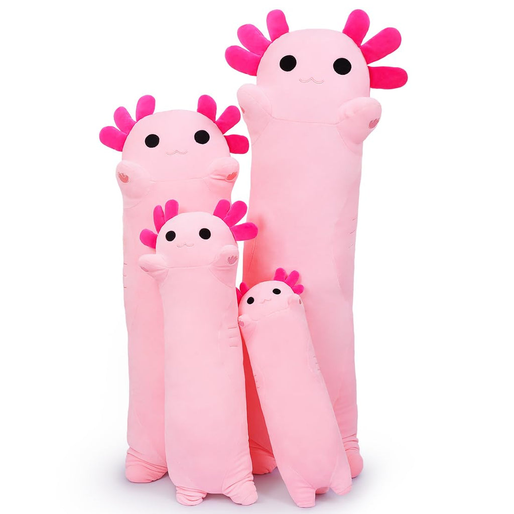 Sausudols Long Axolotl Plush 19.6" – Ultra Soft Body Pillow for Kids, Cute Stuffed Animal Toy Gift Pink