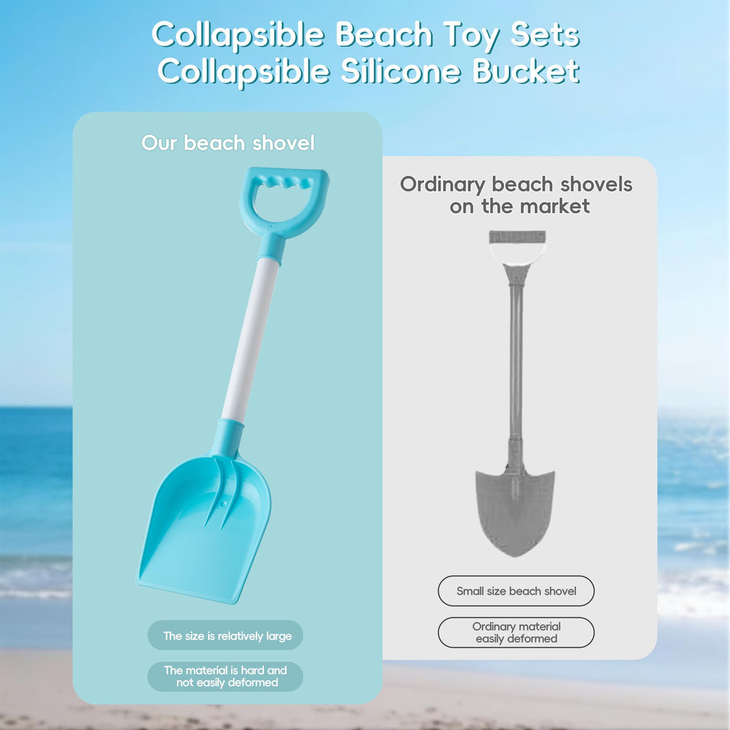 Sawaruita 41-Piece Beach Toy Set with Collapsible Bucket, Shovels, and Mesh Bag for Kids Ages 3-10