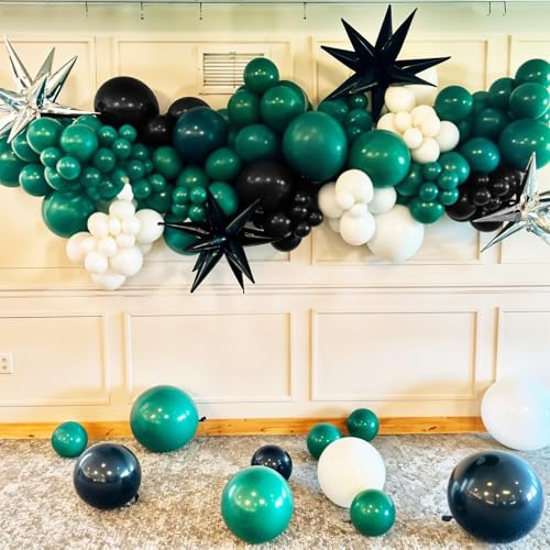 Saxuxu Football Balloon Arch Kit - 102 Balloons in Dark Green, Brown, White, Black for Sport Birthday Party Decor
