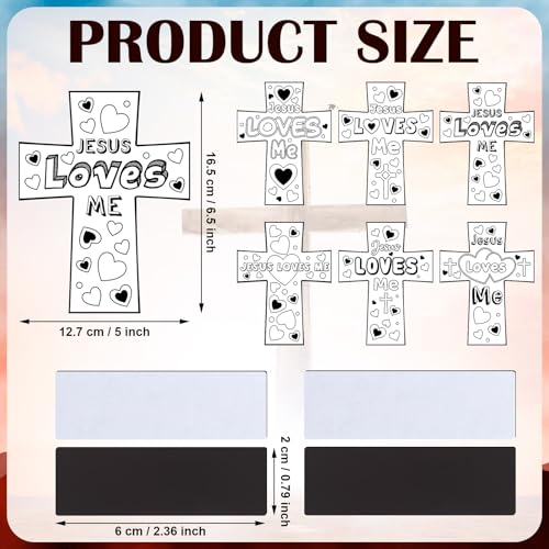 Saysurey Christian Cross Magnet Craft Kit for Kids - 30 DIY Color Your Own Jesus Loves Me Ornaments for Sunday School & VBS
