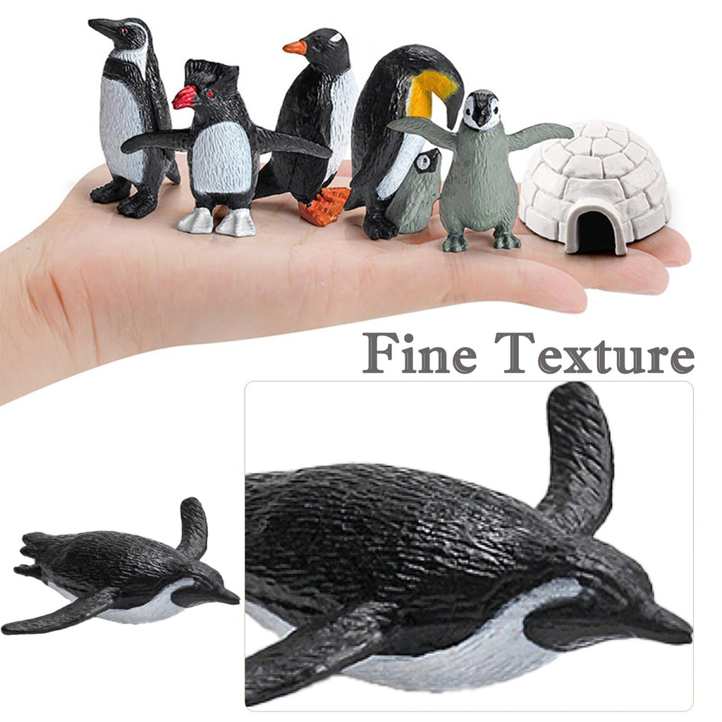 SCAHOW 11-Piece Penguin Figurines Set with Igloo – Realistic Plastic Arctic Animals for Kids, Cake Toppers, and Educational Play