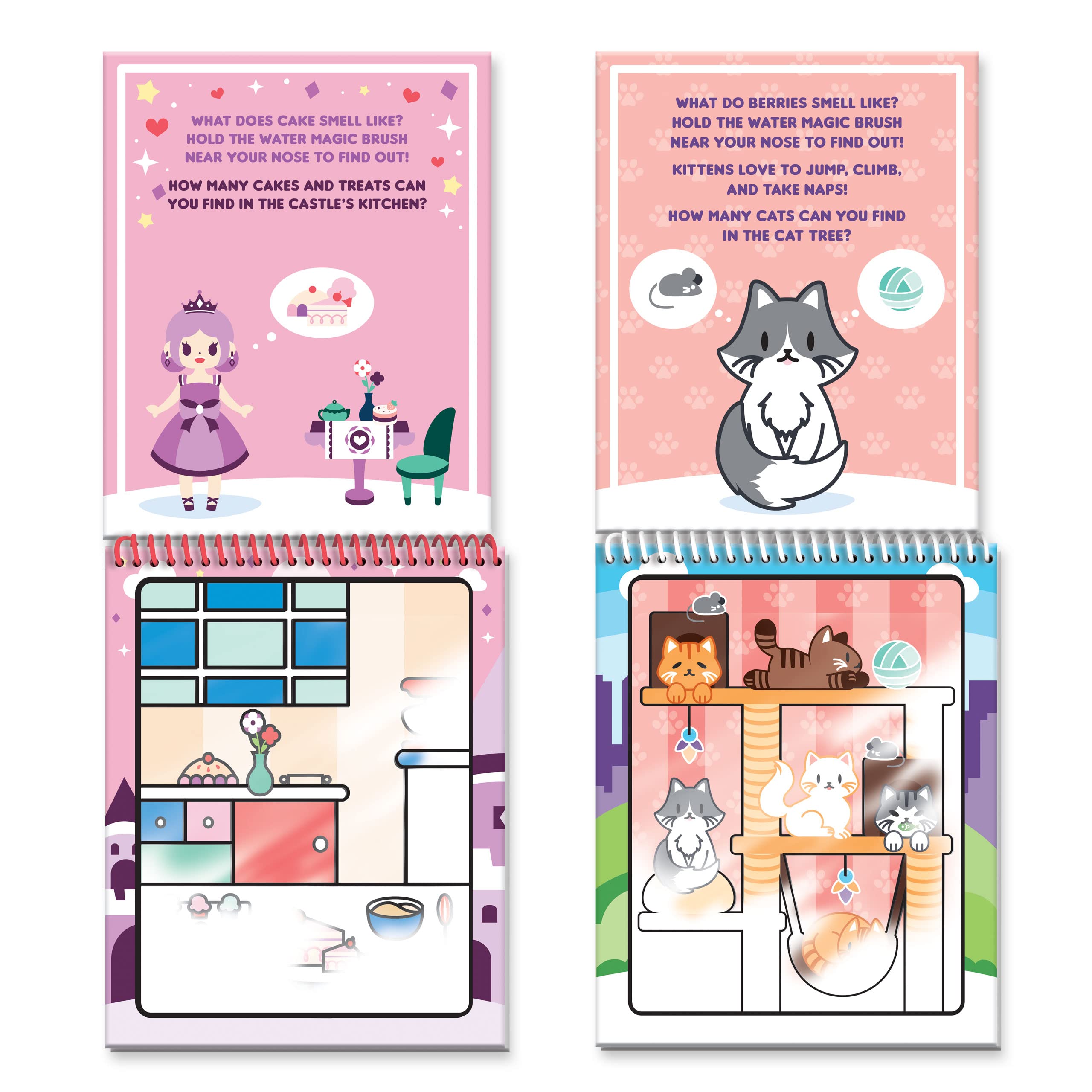 Scentco Water Magic Reusable Activity Books – Unicorn & Castle and Pet Paradise – No-Mess Scented Water Reveal Coloring