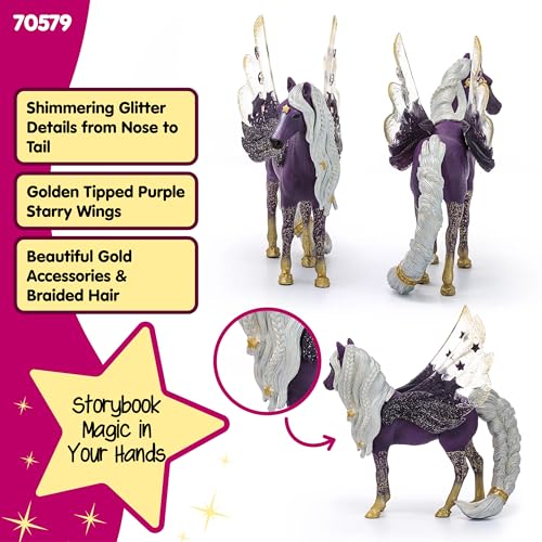 Schleich Bayala 7-inch Star Pegasus Figurine - Magical Winged Horse with Glitter Body & Starry Wings - Fantasy Collectible for Kids Ages 5+