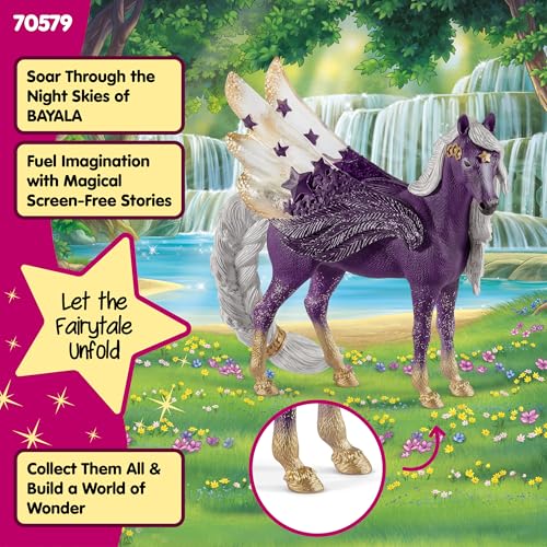 Schleich Bayala 7-inch Star Pegasus Figurine - Magical Winged Horse with Glitter Body & Starry Wings - Fantasy Collectible for Kids Ages 5+