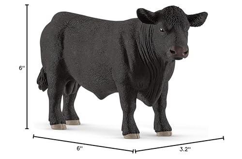 Schleich Black Angus Bull Toy Figure - Realistic Farm Animal for Kids Ages 3-8