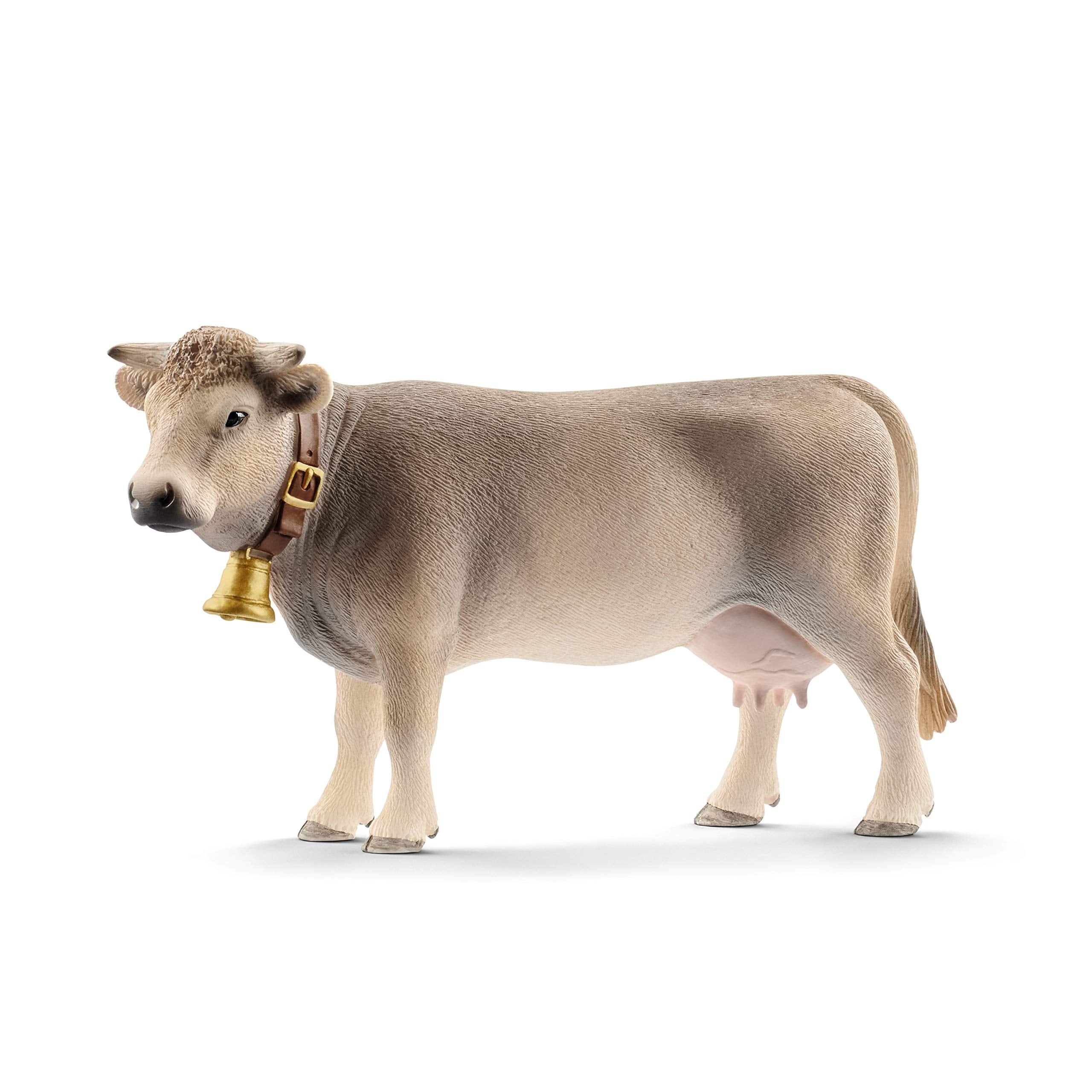 Schleich Braunvieh Cow Figurine - Hand Painted Farm Animal Toy for Kids Ages 3+
