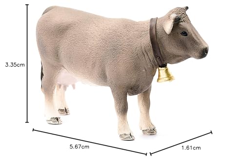 Schleich Braunvieh Cow Figurine - Hand Painted Farm Animal Toy for Kids Ages 3+