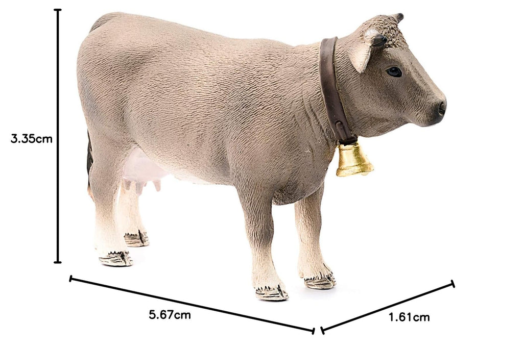 Schleich Braunvieh Cow Figurine - Hand Painted Farm Animal Toy for Kids Ages 3+