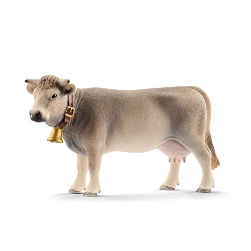 Schleich Braunvieh Cow Figurine - Hand Painted Farm Animal Toy for Kids Ages 3+