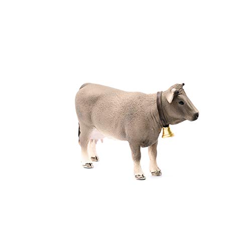 Schleich Braunvieh Cow Figurine - Hand Painted Farm Animal Toy for Kids Ages 3+