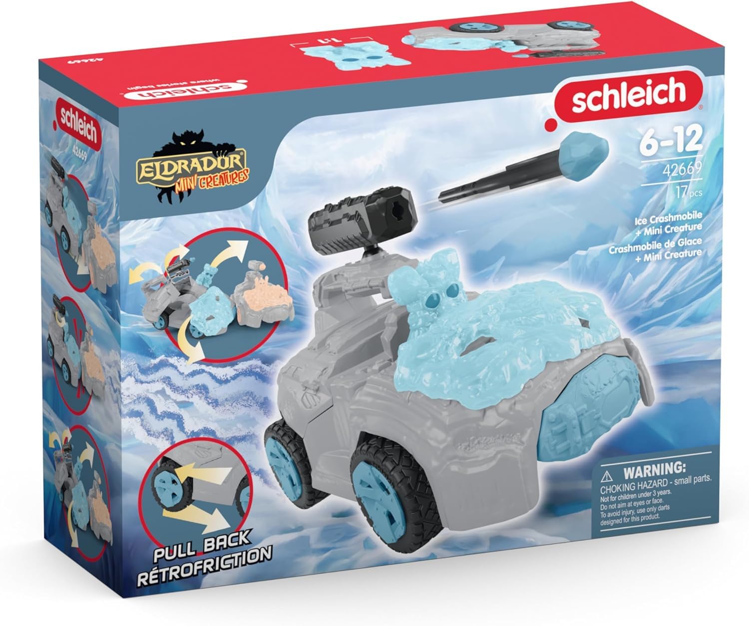 Schleich Eldrador Creatures Ice CrashMobile with Mini Creature – Pull-Back Action Car That Shoots & Ejects on Impact