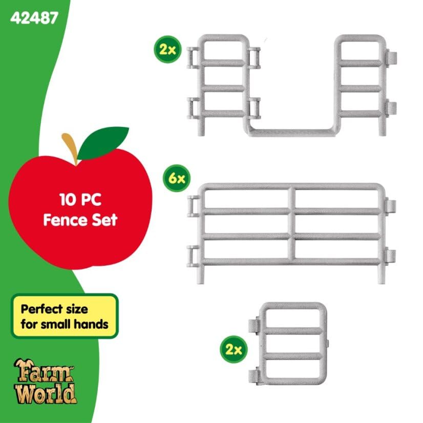 Schleich Farm World Corral Fence with Gate – 6-Piece Farm Animal Playset Accessory