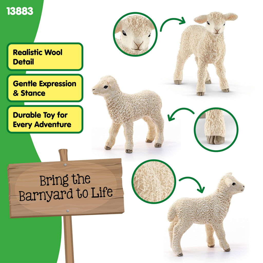 Schleich Farm World Lamb Figurine – Realistic Toy Animal for Ages 3-8
