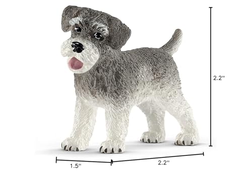 Schleich Farm World Miniature Schnauzer Figurine – Realistic Toy Dog for Kids Ages 3+