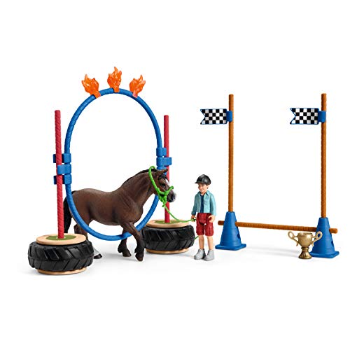 Schleich Farm World Pony Agility Race Playset – 22-Piece Horse Toy for Kids Ages 3+