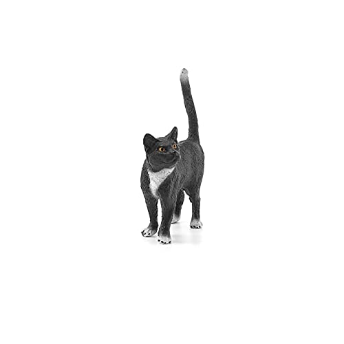 Schleich Farm World Standing Cat Figurine – Realistic Black and White Toy for Ages 3+