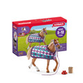 Schleich Horse Club English Thoroughbred 5-Piece Set – Realistic Horse Figurine with Blanket, Apples, Bucket & Halter Lead for Ages 5+