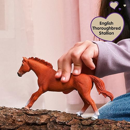Schleich Horse Club English Thoroughbred Stallion Figurine 14915 – Realistic Horse Toy for Kids Ages 5+