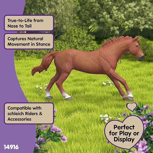 Schleich Horse Club English Thoroughbred Stallion Figurine 14915 – Realistic Horse Toy for Kids Ages 5+