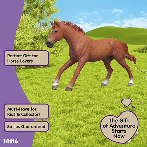 Schleich Horse Club English Thoroughbred Stallion Figurine 14915 – Realistic Horse Toy for Kids Ages 5+