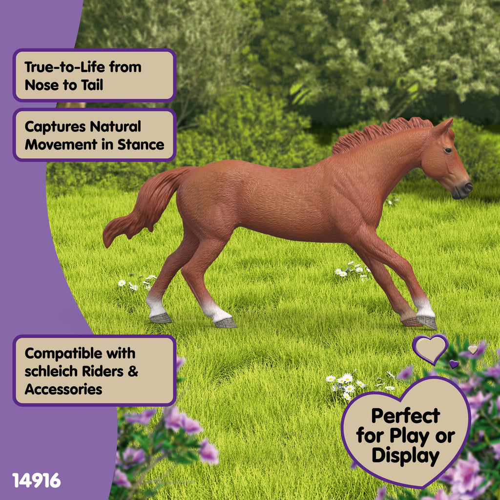 Schleich Horse Club English Thoroughbred Stallion Figurine 14915 – Realistic Horse Toy for Kids Ages 5+