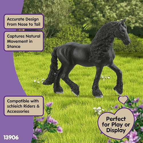 Schleich Horse Club Frisian Mare Toy Figurine – Detailed Braided Mane & Realistic Design, Imaginative Play for Kids Ages 5+
