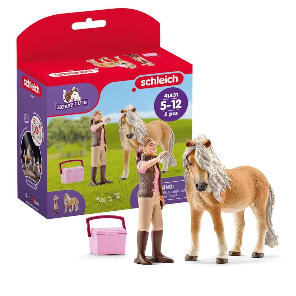 Schleich Horse Club Groom with Icelandic Pony Figurine Set for Kids Ages 5+