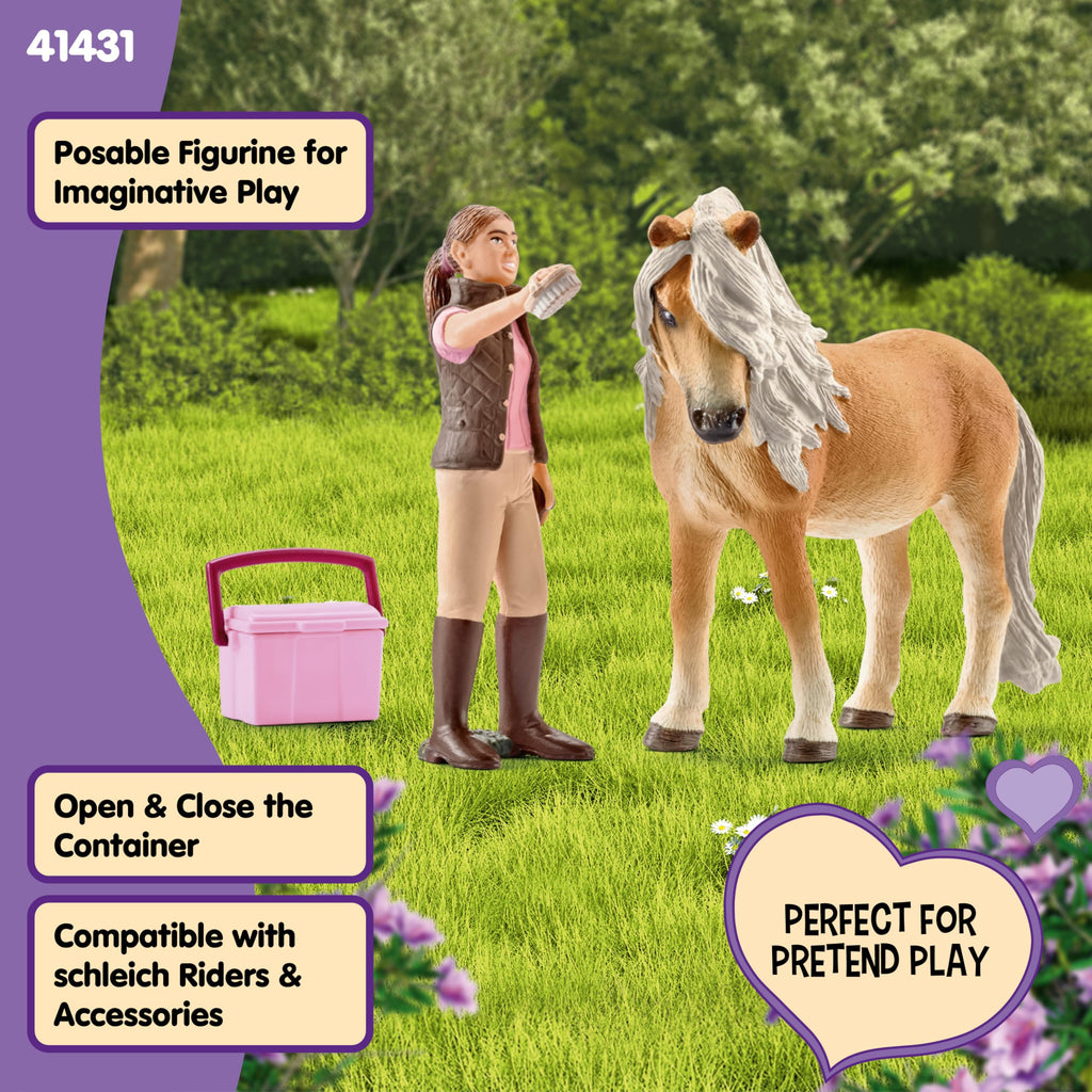 Schleich Horse Club Groom with Icelandic Pony Figurine Set for Kids Ages 5+